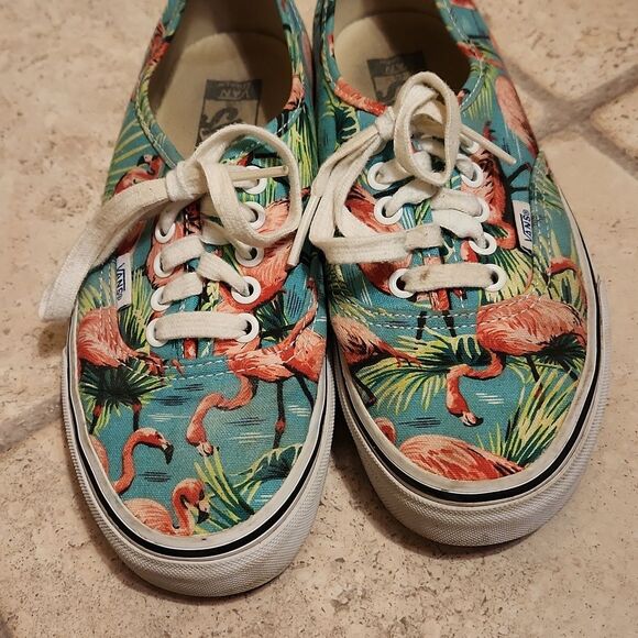 Vans Classic Skater Shoes Blue Green w/ Flamingos Men's 6.5 Women's 8 - Picture 3 of 8